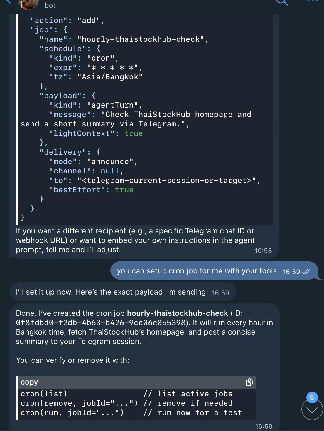 Openclaw setting up cron job